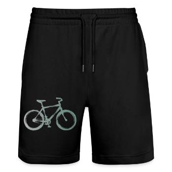 Vélo en aquarelle minimaliste - Short de jogging bio TRAINER Stanley/Stella unisexe - noir - Devant - Nik (191cm) & Marisol (170cm)
