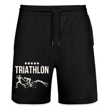 Triathlon - Short de jogging bio TRAINER Stanley/Stella unisexe - noir - Devant - Nik (191cm) & Marisol (170cm)