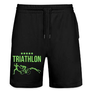 Triathlon - Short de jogging bio TRAINER Stanley/Stella unisexe - noir - Devant - Nik (191cm) & Marisol (170cm)