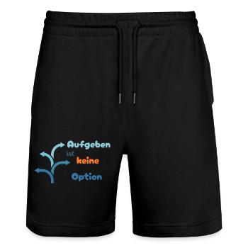 LIEBEVOLL Aufgeben ist keine Option - Stanley/Stella Unisex Bio Joggingshorts Trainer  - Schwarz - Vorne - Nik (191cm) & Marisol (170cm)