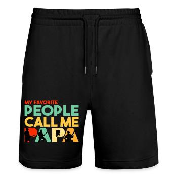 Favorite People Call Me Papa Bass Guitar Design - Stanley/Stella Trainer Unisex Organic Jogging Shorts - black - Front - Nik (191cm) & Marisol (170cm)