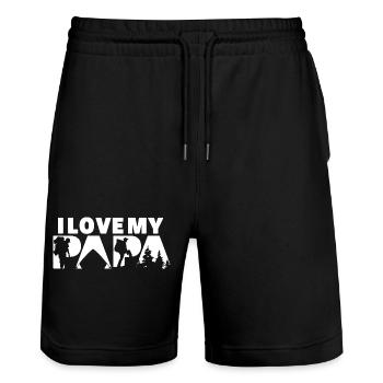 J’adore la silhouette de randonnée en plein air de mon Papa Camping - Short de jogging bio TRAINER Stanley/Stella unisexe - noir - Devant - Nik (191cm) & Marisol (170cm)