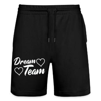 Dream team with hearts - Stanley/Stella Trainer Unisex Organic Jogging Shorts - black - Front - Nik (191cm) & Marisol (170cm)