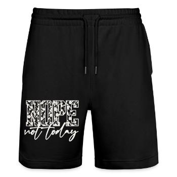 Chemise « Pas aujourd’hui » – T-shirt introverti drôle - Short de jogging bio TRAINER Stanley/Stella unisexe - noir - Devant - Nik (191cm) & Marisol (170cm)
