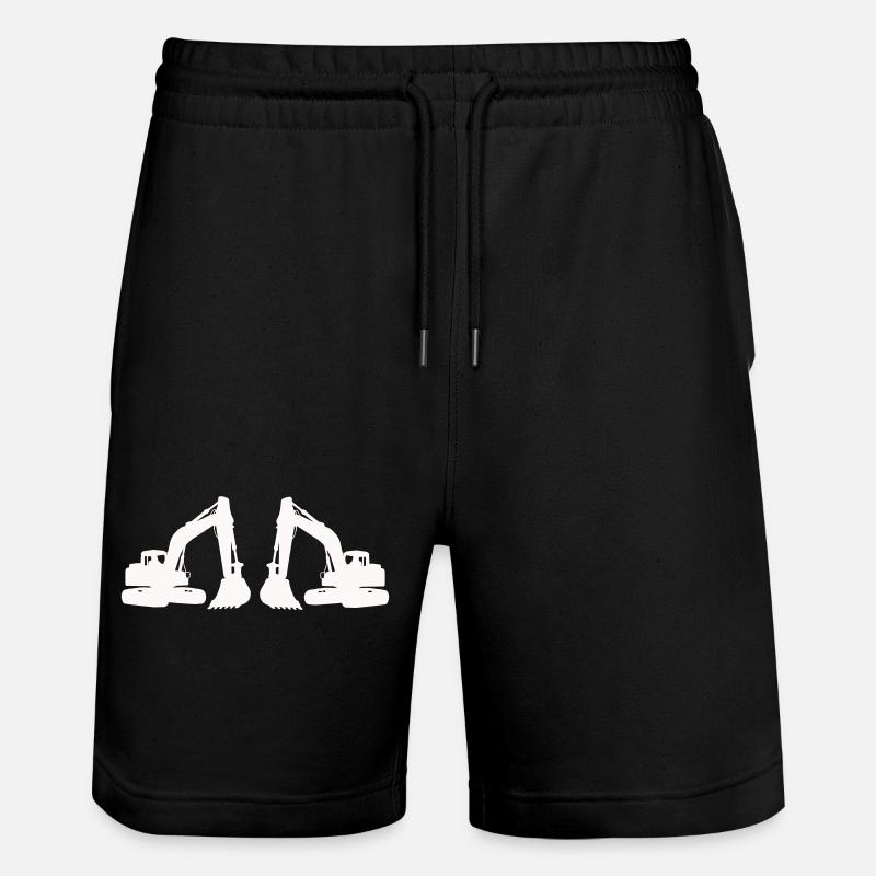 Double Excavator Silhouette - Stanley/Stella Trainer Unisex Organic Jogging Shorts - black