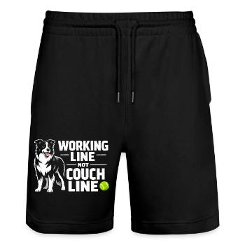 Ligne de travail au lieu de canapé | Border Collie - Short de jogging bio TRAINER Stanley/Stella unisexe - noir - Devant - Nik (191cm) & Marisol (170cm)
