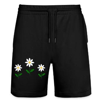 April Birth Flower Daisies Cottagecore - Stanley/Stella Trainer Unisex Organic Jogging Shorts - black - Front - Nik (191cm) & Marisol (170cm)