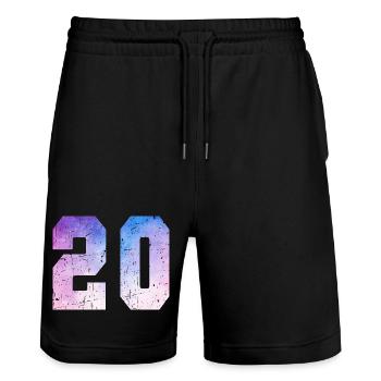 Ausgabe 20 – 20-jähriges Jubiläumsgeschenk - Stanley/Stella Unisex Bio Joggingshorts Trainer  - Schwarz - Vorne - Nik (191cm) & Marisol (170cm)