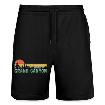 Retro Grand Canyon National Park - Stanley/Stella Trainer Unisex Organic Jogging Shorts - black - Front - Nik (191cm) & Marisol (170cm)