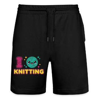 Cœur en laine à tricot Kawaii - Short de jogging bio TRAINER Stanley/Stella unisexe - noir - Devant - Nik (191cm) & Marisol (170cm)