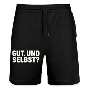 GUT. UND SELBST? - Stanley/Stella Unisex Bio Joggingshorts Trainer  - Schwarz - Vorne - Nik (191cm) & Marisol (170cm)