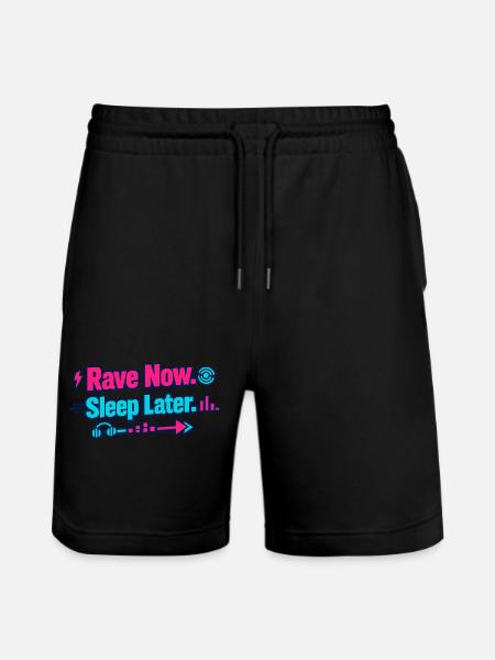 Rave Now, Sleep Later Neon Arrow - Stanley/Stella Trainer Unisex Organic Jogging Shorts - black