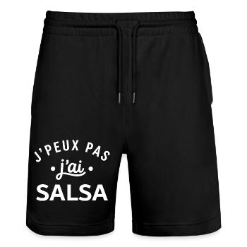 J'peux pas j'ai Salsa - Short de jogging bio TRAINER Stanley/Stella unisexe - noir - Devant - Nik (191cm) & Marisol (170cm)