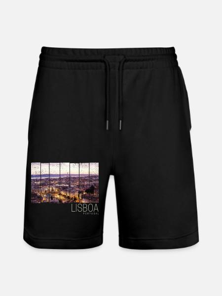 Lisbon Portugal Sunset Skyline Souvenir - Stanley/Stella Trainer Unisex Organic Jogging Shorts - black