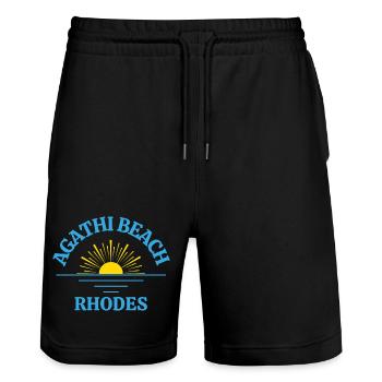 Agathi Beach Rhodes Sunrise - Stanley/Stella Trainer Unisex Organic Jogging Shorts - black - Front - Nik (191cm) & Marisol (170cm)