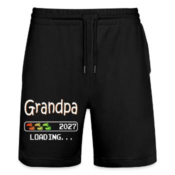 Futur grand-père en 2027 qui embarque son futur grand-père - Short de jogging bio TRAINER Stanley/Stella unisexe - noir - Devant - Nik (191cm) & Marisol (170cm)