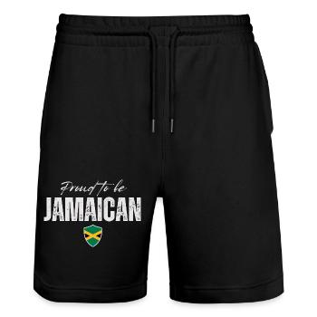 Jamaïcain fier, fabriqué en Jamaïque - Short de jogging bio TRAINER Stanley/Stella unisexe - noir - Devant - Nik (191cm) & Marisol (170cm)