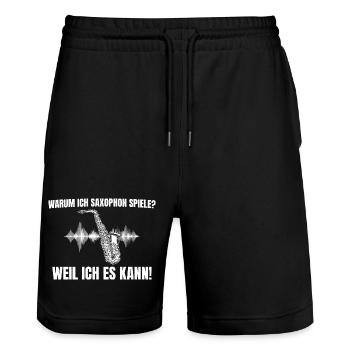 Saxophon spielen? Weil ich es kann! – Saxophonist - Stanley/Stella Unisex Bio Joggingshorts Trainer  - Schwarz - Vorne - Nik (191cm) & Marisol (170cm)
