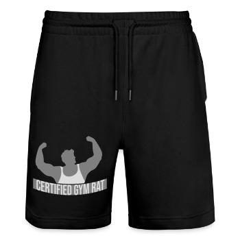 Diction drôle d’entraînement de fitness certifiée Gym Rat - Short de jogging bio TRAINER Stanley/Stella unisexe - noir - Devant - Nik (191cm) & Marisol (170cm)