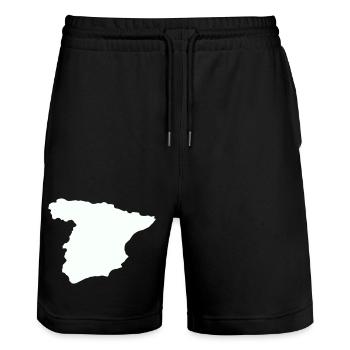 Spain Maps Silhouette Design - Stanley/Stella Trainer Unisex Organic Jogging Shorts - black - Front - Nik (191cm) & Marisol (170cm)