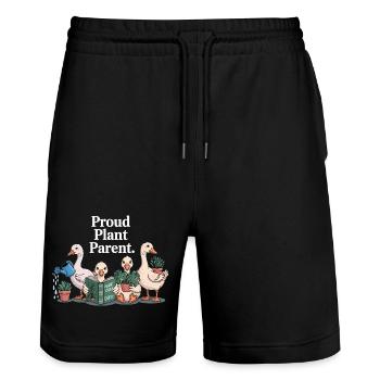 Plant Lover Cute Planting Ducks T-Shir - Stanley/Stella Trainer Unisex Organic Jogging Shorts - black - Front - Nik (191cm) & Marisol (170cm)