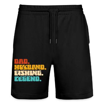 Papa Husband Fisherman Legend Gift Father Fishing Couple - Stanley/Stella Trainer Unisex Organic Jogging Shorts - black - Front - Nik (191cm) & Marisol (170cm)