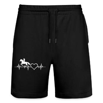 Cavalière de cheval Cœur Battement de cœur ECG Fille - Short de jogging bio TRAINER Stanley/Stella unisexe - noir - Devant - Nik (191cm) & Marisol (170cm)