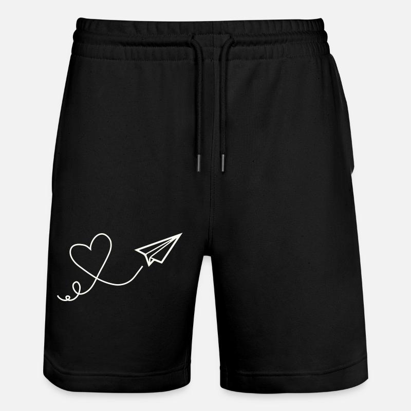 Herzflug line art - Stanley/Stella Trainer Unisex Organic Jogging Shorts - black