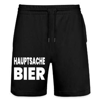 Bier - Stanley/Stella Unisex Bio Joggingshorts Trainer  - Schwarz - Vorne - Nik (191cm) & Marisol (170cm)