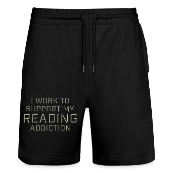 I Work To Support My Reading Addiction Books Logo - Stanley/Stella Trainer Unisex Organic Jogging Shorts - black - Front - Nik (191cm) & Marisol (170cm)