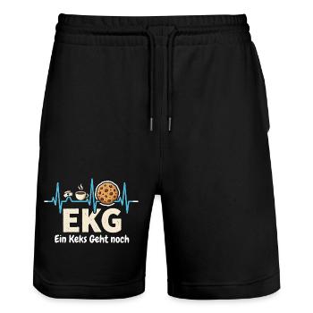 EKG Ein Keks Geht Noch - lustiges Pflege Motiv - Stanley/Stella Unisex Bio Joggingshorts Trainer  - Schwarz - Vorne - Nik (191cm) & Marisol (170cm)