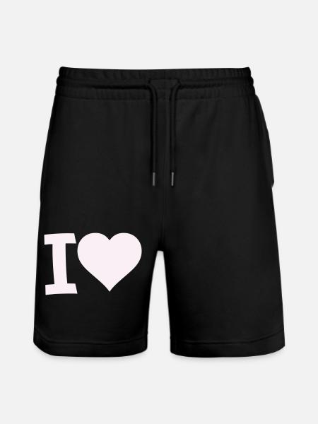 I Love Heart Motif - Stanley/Stella Trainer Unisex Organic Jogging Shorts - black