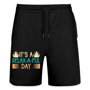 Yoga It ́s A Relax-a-ful Day Funny Yoga - Stanley/Stella Trainer Unisex Organic Jogging Shorts - black - Front - Nik (191cm) & Marisol (170cm)