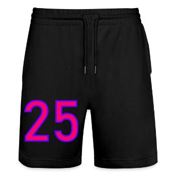 25. 25 YEARS. 25th ANNIVERSARY. 25 YEARS ANNIVERSARY. - Stanley/Stella Trainer Unisex Organic Jogging Shorts - black - Front - Nik (191cm) & Marisol (170cm)
