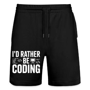 Je préfère coder - Short de jogging bio TRAINER Stanley/Stella unisexe - noir - Devant - Nik (191cm) & Marisol (170cm)