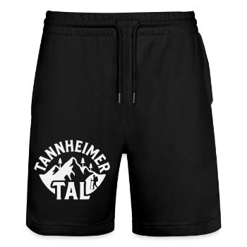 Tannheimer Tal Bergpanorama - Stanley/Stella Unisex Bio Joggingshorts Trainer  - Schwarz - Vorne - Nik (191cm) & Marisol (170cm)