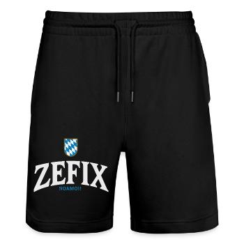 BayernWappen ZEFIX Logo - Stanley/Stella Unisex Bio Joggingshorts Trainer  - Schwarz - Vorne - Nik (191cm) & Marisol (170cm)