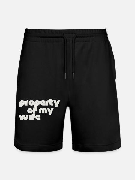 Eigentum meiner Frau - Stanley/Stella Unisex Bio Joggingshorts Trainer  - Schwarz
