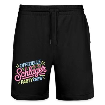 Schlager Party Crew Mallorca Festival JGA Malle - Stanley/Stella Unisex Bio Joggingshorts Trainer  - Schwarz - Vorne - Nik (191cm) & Marisol (170cm)