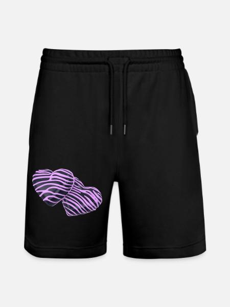 Pink Hearts on Black - Stanley/Stella Trainer Unisex Organic Jogging Shorts - black