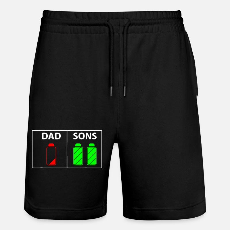 Dad vs Sons Neon Bottles - Stanley/Stella Trainer Unisex Organic Jogging Shorts - black