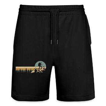 Alpen Berge Wandern Outdoor Wanderung Hiking - Stanley/Stella Unisex Bio Joggingshorts Trainer  - Schwarz - Vorne - Nik (191cm) & Marisol (170cm)