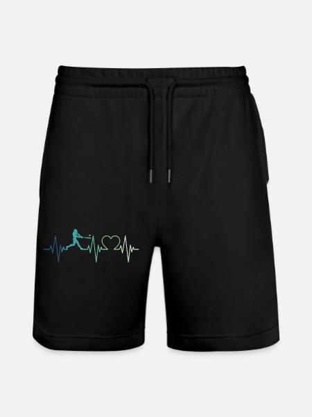 Baseball Baseball Heartbeat Baseball Player - Stanley/Stella Trainer Unisex Organic Jogging Shorts - black