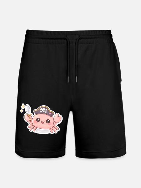Pirate Crab with Sword - Stanley/Stella Trainer Unisex Organic Jogging Shorts - black