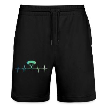 Paragliding-Herzschlag-Gleitschirm - Stanley/Stella Unisex Bio Joggingshorts Trainer  - Schwarz - Vorne - Nik (191cm) & Marisol (170cm)