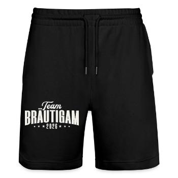 Team Groom Bachelor Party 2026 Bachelor Party - Stanley/Stella Trainer Unisex Organic Jogging Shorts - black - Front - Nik (191cm) & Marisol (170cm)