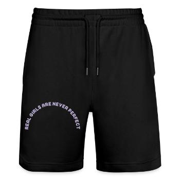 Real Girls Are never Perfect - Stanley/Stella Unisex Bio Joggingshorts Trainer  - Schwarz - Vorne - Nik (191cm) & Marisol (170cm)