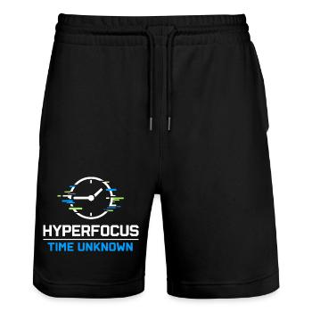 Adhd hyperfocus mode Adhd humor Neurodivergent - Stanley/Stella Trainer Unisex Organic Jogging Shorts - black - Front - Nik (191cm) & Marisol (170cm)