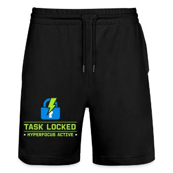 Adhd hyperfocus mode Adhd humor Neurodivergent - Stanley/Stella Trainer Unisex Organic Jogging Shorts - black - Front - Nik (191cm) & Marisol (170cm)