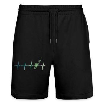 Forêt battement de cœur bûcheron tronçonneuse - Short de jogging bio TRAINER Stanley/Stella unisexe - noir - Devant - Nik (191cm) & Marisol (170cm)